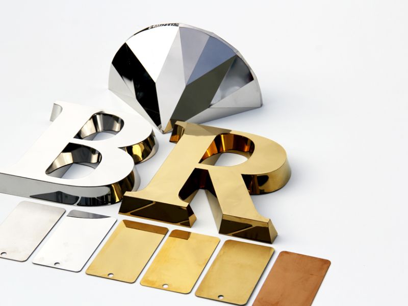 Lettres en acier inoxydable - lettres en métal, lettres de lettres d'or en feuille, acier inoxydable